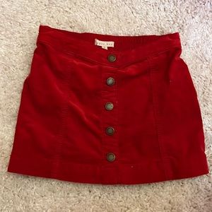 Red velvet skirt
